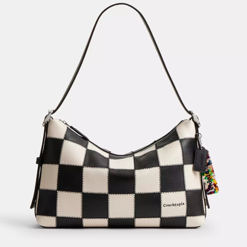 NWT Coachtopia Alter Ego Checkerboard Leather Bag white black